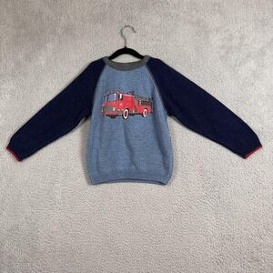 Plaid Moose‎ Sweater Boys Large Fire Truck Graphic Pullover Acrylic Kids Israel